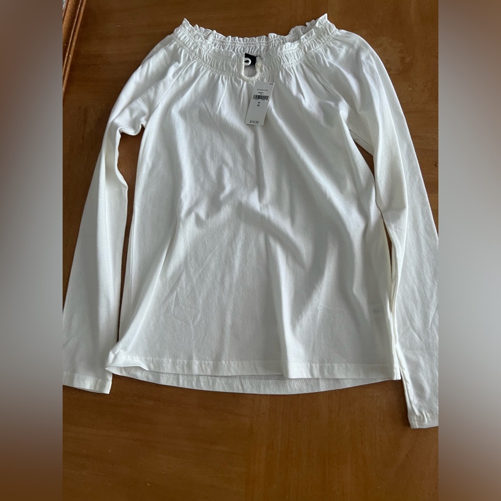 Gap Girls Medium (8) -white Cotton Long sleeve top nwt